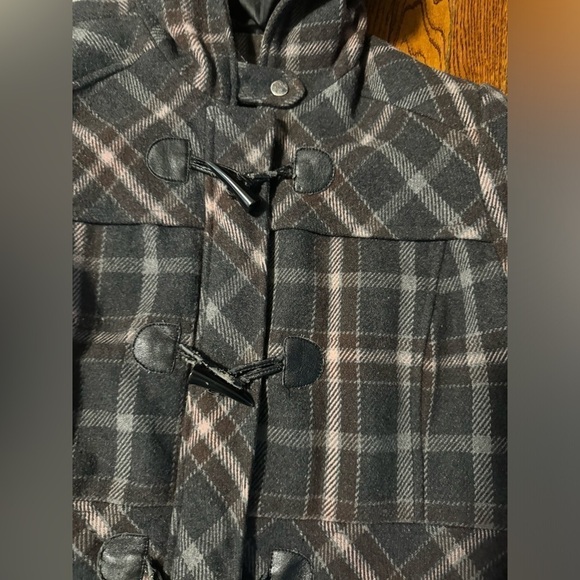Inked & Faded Women’s Plaid Wool Heavy Coat Size XL Gray Brown Beige Winter Warm - Picture 8 of 12